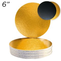 6" Gold/Black Solid Cake Board 2 mm, 25 ct.