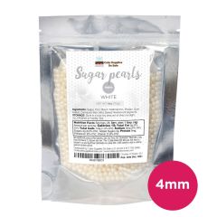 Sugar Pearls - Pearlized 4mm, 4 oz - White