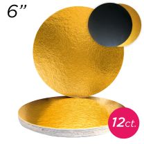 6" Gold/Black Round Compressed Cakeboards 2 mm thick, 12 ct.