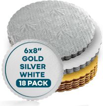 8" White-Silver-Gold Scalloped Edge Boards, 6 ct.