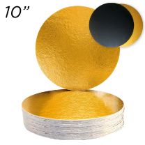 10" Gold/Black Solid Cake Board 2 mm, 25 ct.