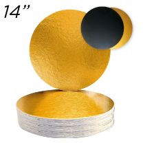 14" Gold/Black Solid Cake Board, Thin Drum 3 mm, 6 ct.