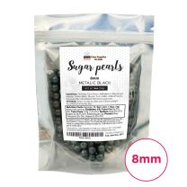 Sugar Pearls - Pearlized 8mm, 4 oz - Metalic Black