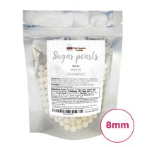 Sugar Pearls - Pearlized 8mm, 4 oz - White