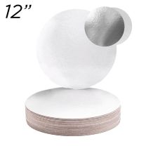 12" White/Silver Solid Cake Board, Thin Drum 3 mm, 6 ct.