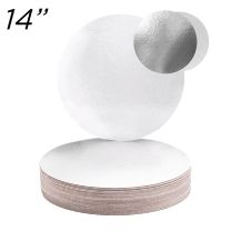 14" White/Silver Solid Cake Board, Thin Drum 3 mm, 6 ct.